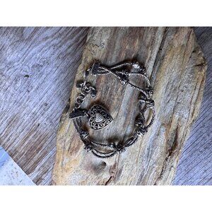 Brighton Reno Heart Dangle Charm Crystal 3 Strand Beaded Reversible Bracelet